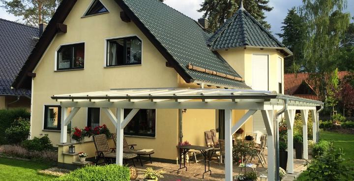 L-Form Terrassenüberdachung, Verbundsicherheitsglas VSG Terrass